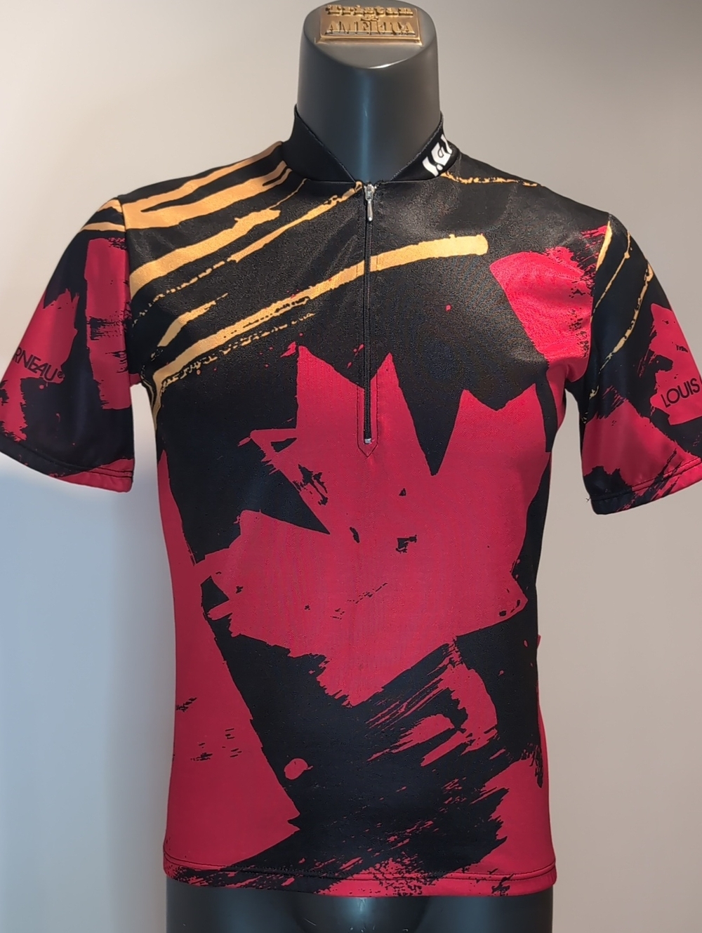 Louis Garneau Cycling Jersey Maple Leaf Abstract Red And Black Medium Canada Day